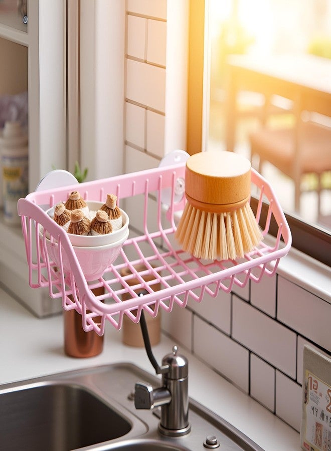 Tnyvm Pink Multifunctional Drain Rack, Hanging Storage Rack Drain Rack Sink Shelf Suction Cup Dishwashing Soap Sponge Holder for Kitchen Accessories Racks and Holders, Dish Racks - Image 4